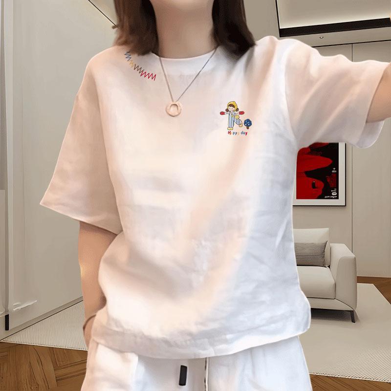 半袖2025新作おしゃれな純綿Tシャツレディース年齢軽減夏スタイルトップス|undefined