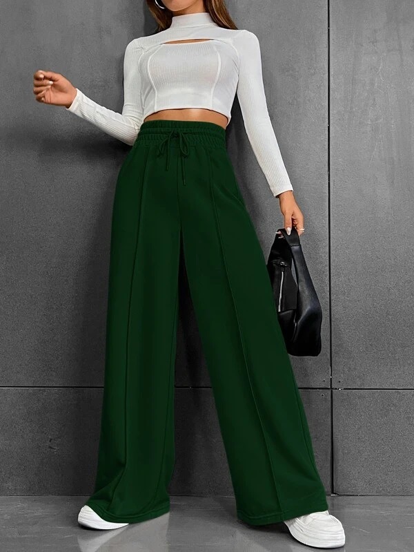 Women's Holiday Daily Streetwear Solid Color Full Length Casual Pants Wide Leg Pants display picture 10