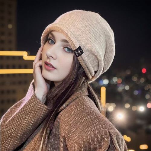 Autumn and winter new versatile ear protection pile cold Baotou woolen hat women's cashmere hat large head circumference knitted fashion