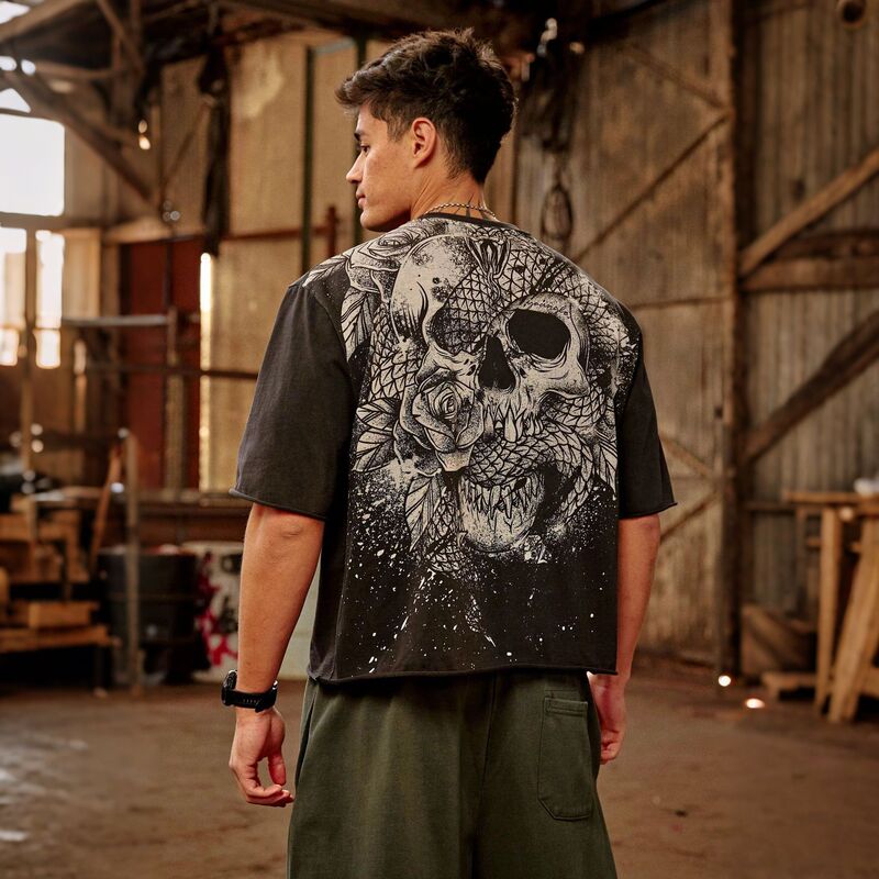 American Style Trendy Brand YOUNGLA New Men's Cotton Oversized T-Shirt Trendy Jogger Gym Sports Casual Short Sleeve