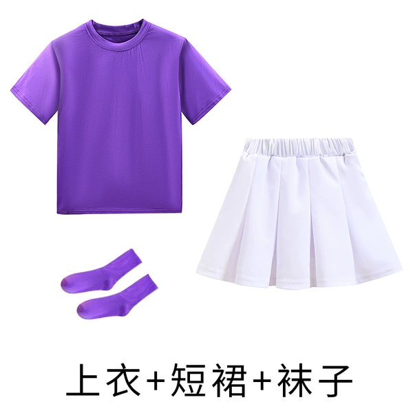 Purple set, mini-skirt, socks