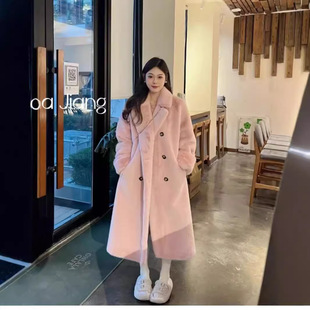 2024 New Autumn and Winter Imitation Rabbit Fur Thickeneded Warm Elegant Long Plush Outwear Fur Outwear Suit Outwear