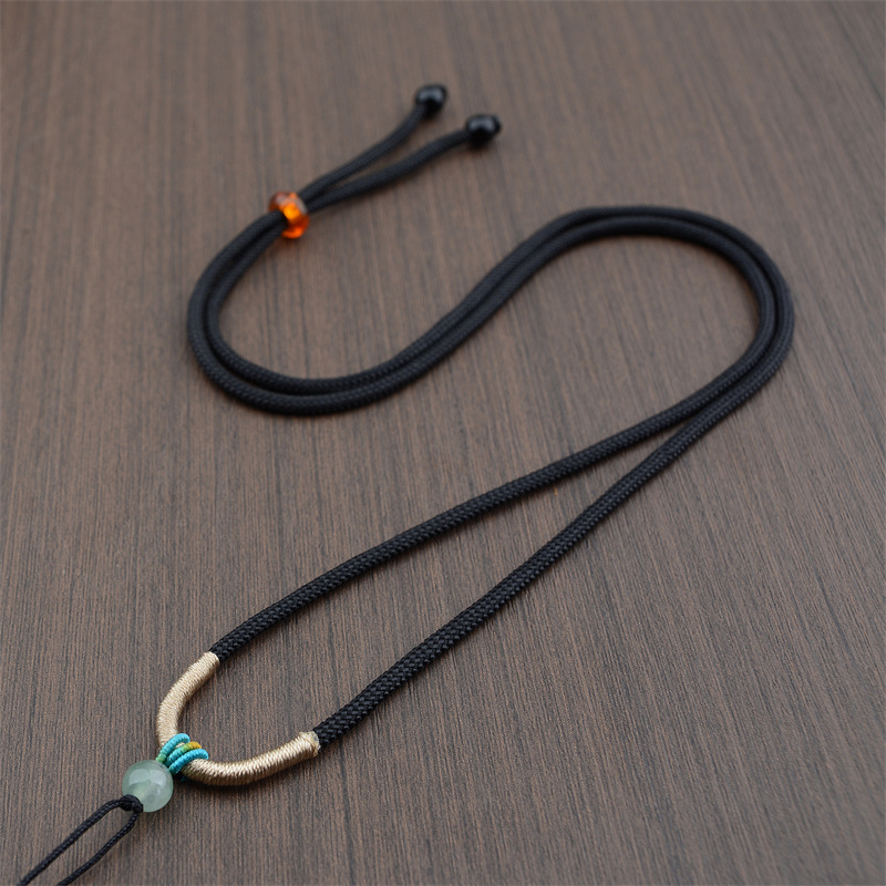 seiko handmade braided pendant rope handmade rainbow winding necklace rope jade small round rope aventurine neck rope