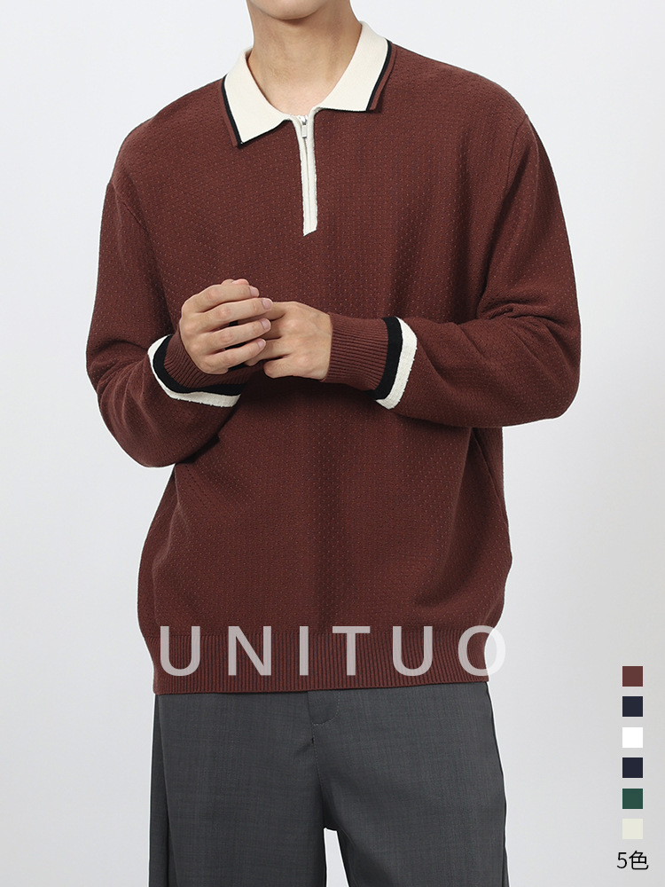 1688 comercio exterior transfronterizo ropa de hombre polo camiseta de punto de alto nivel con solapa polo camiseta de negocios casual camiseta al por mayor