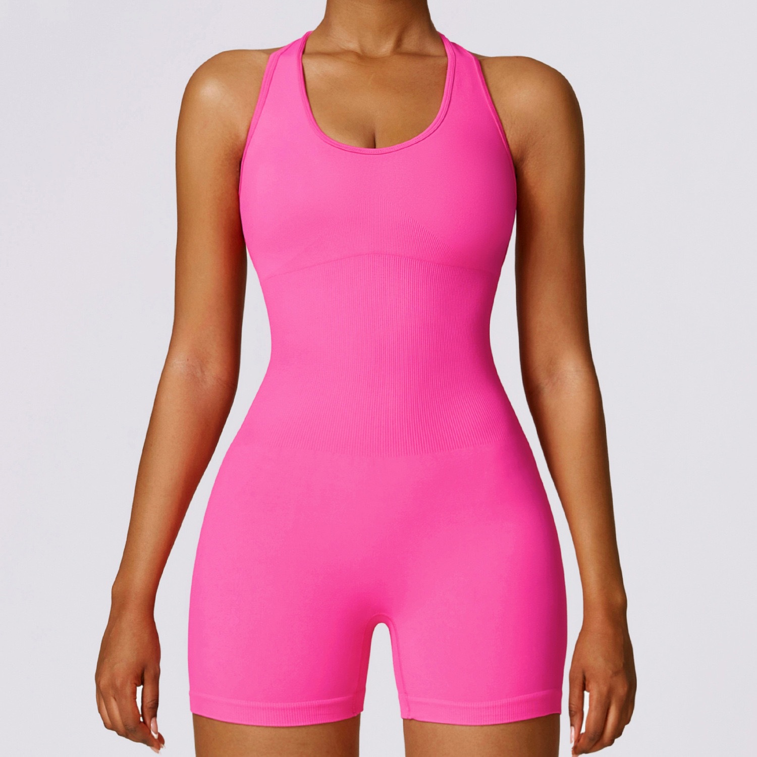 Transfronterizo europeo y americano nuevo alto elástico sexy piel-friendly cuerpo que forma ropa fitness vientre contrayendo espalda apretado chaleco mono