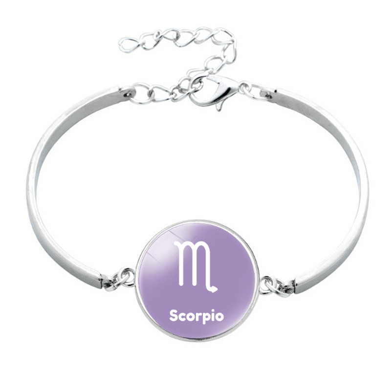 十二星座白色画笔款时光宝石合金手镯 简约手环工厂直发