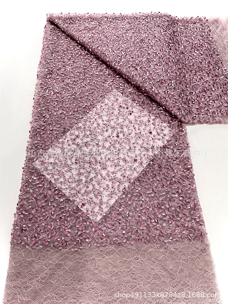 Tejido de sequinilla tejido de bordado pesado tejido de cordón de encaje de verano vestido de noche alta tela de moda image 11