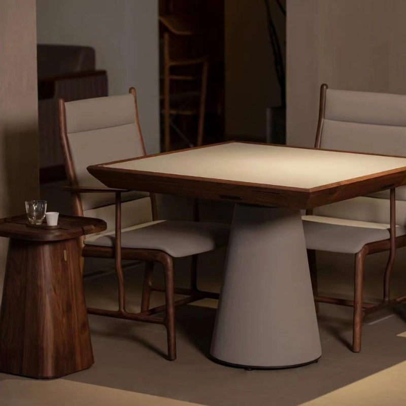 Nueva mesa de huevo de estilo chino mesa de comedor de madera maciza mesa de comedor para el hogar reunión negociación mesa cuadrada de ajedrez mesa de entretenimiento color nogal negro