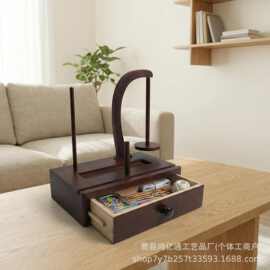 木质纱线转盘带磁性旋转机制手工编织器钩针针织器带抽屉线轴架