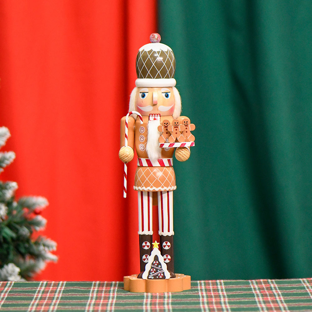 38cm madera 15in pan de jengibre hombre decoración de escritorio en stock cascanueces artesanías pintadas soldados al por mayor