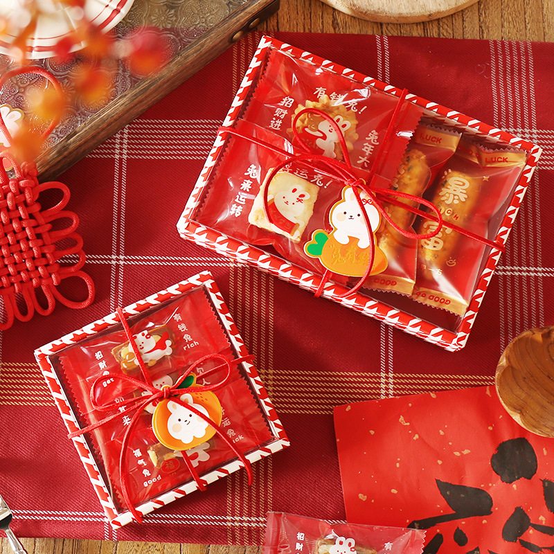 2024 New Year Cookie Packaging Box Nougat Gift Box Button Cookie Snowflake Crispy Christmas Frosted Cookie Box