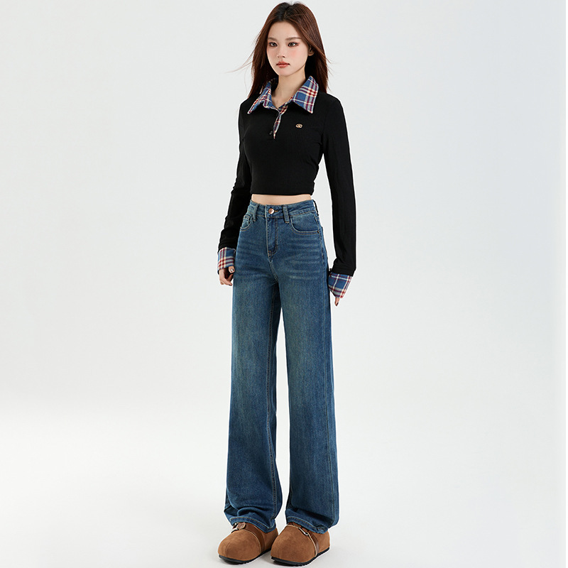 Wide-Leg Jeans for Women, Spring and Autumn 2026 New Style, High-Waisted, Petite, Slim-Fit, Versatile, Flattering, Drapey, Floor-Length Pants
