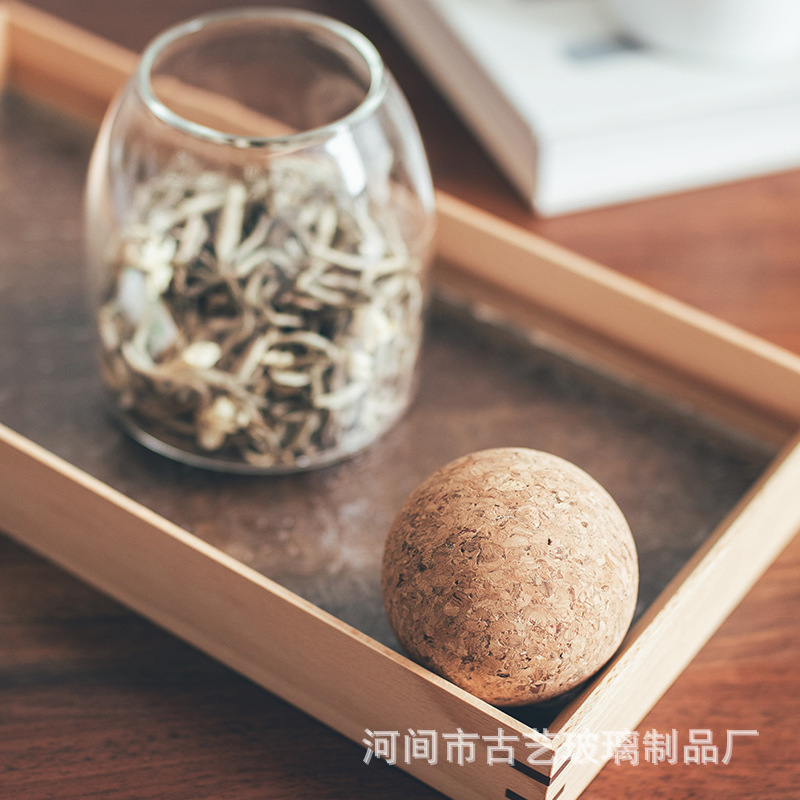 Granos al por mayor tarro de vidrio tarro de almacenamiento de vidrio tarro de té sellado corcho tarro de vidrio granos de café tarro de almacenamiento de frutas secas