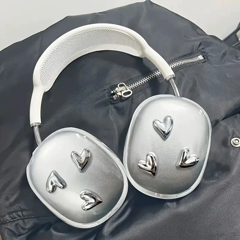 Silver Heart Suitable for AirPods Max2 Protective Cover Apple Head-Mounted Ear Caps Earmuffs Earphone Shell Luxury
