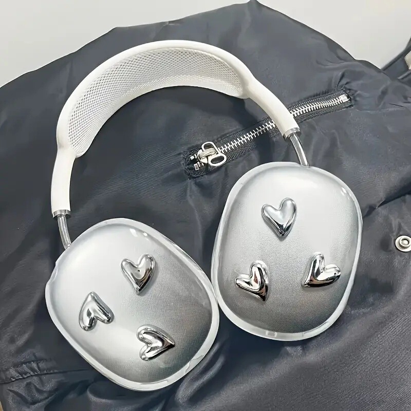 Silver Heart Suitable for AirPods Max2 Protective Cover Apple Head-Mounted Ear Caps Earmuffs Earphone Shell Luxury