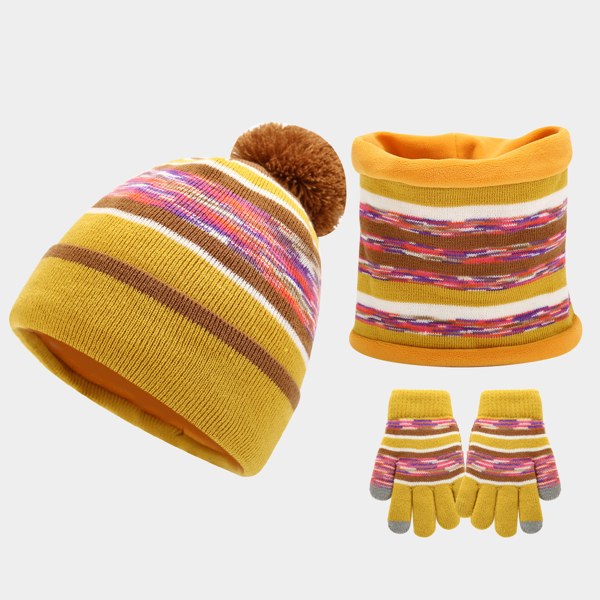 Nuevos sombreros cálidos al aire libre para niños europeos y americanos, guantes de cuello, juego de tres piezas, invierno más terciopelo, traje de tres piezas a prueba de frío, comercio exterior image 8