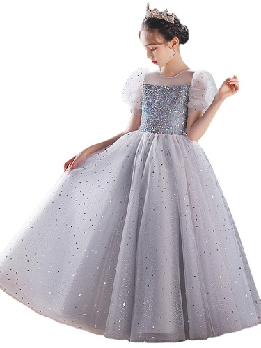 Flower Girl Princess Dress 2024 New Spring Children Host Piano Performance Gown Fashion Show Birthday Evening Dress