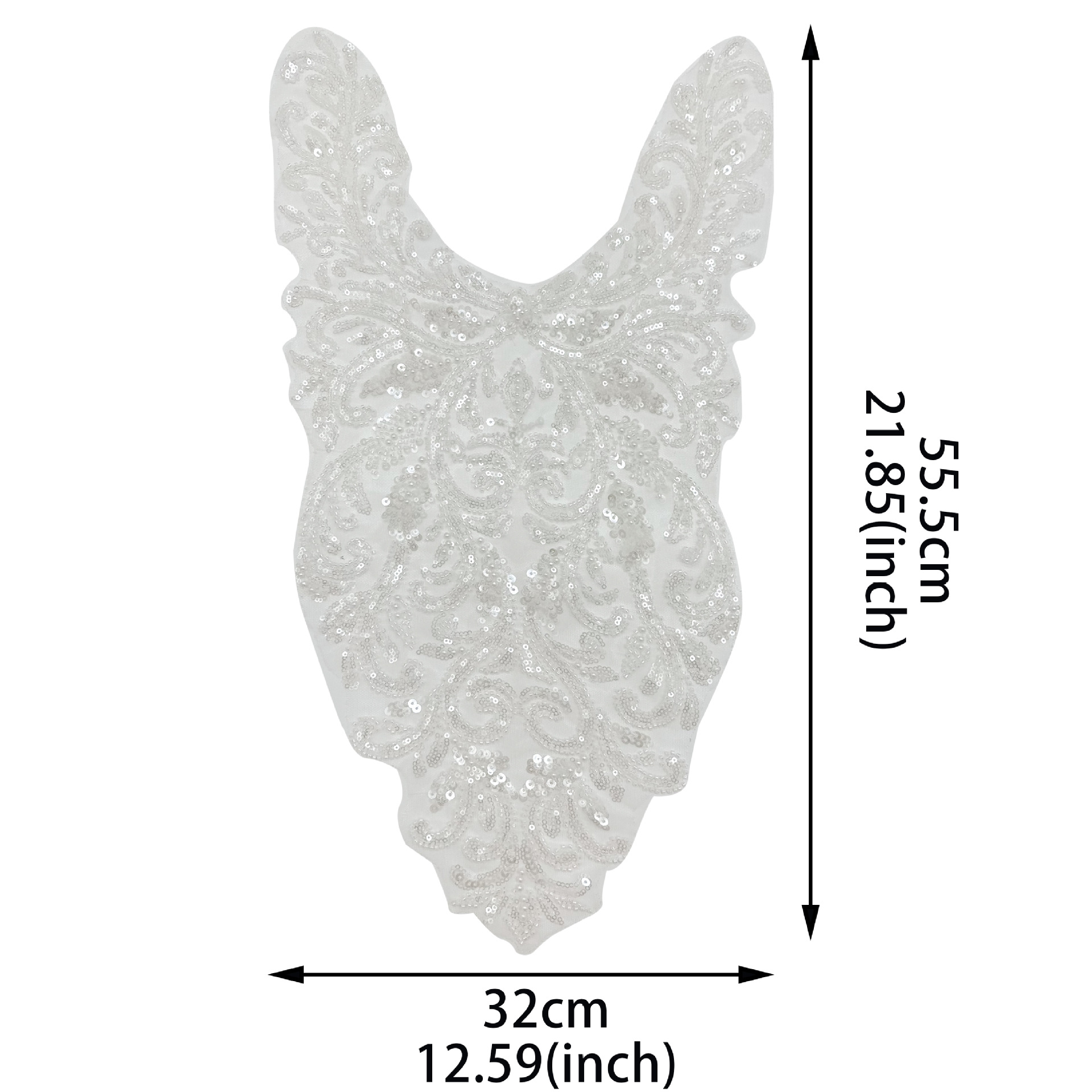 Blanco fondo de malla sequinilla flor pegatinas de hueso bordado flor de encaje vestido de cuello falso vestido de baile accesorios image 6