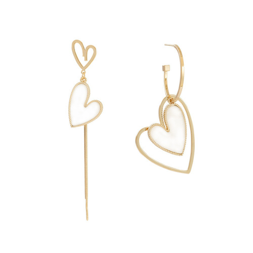 S925 Silver Needle Korean Asymmetric Love Tassel Earrings Fashion Internet Celebrity Heart Shape Long Earrings Stud Earrings Women B564