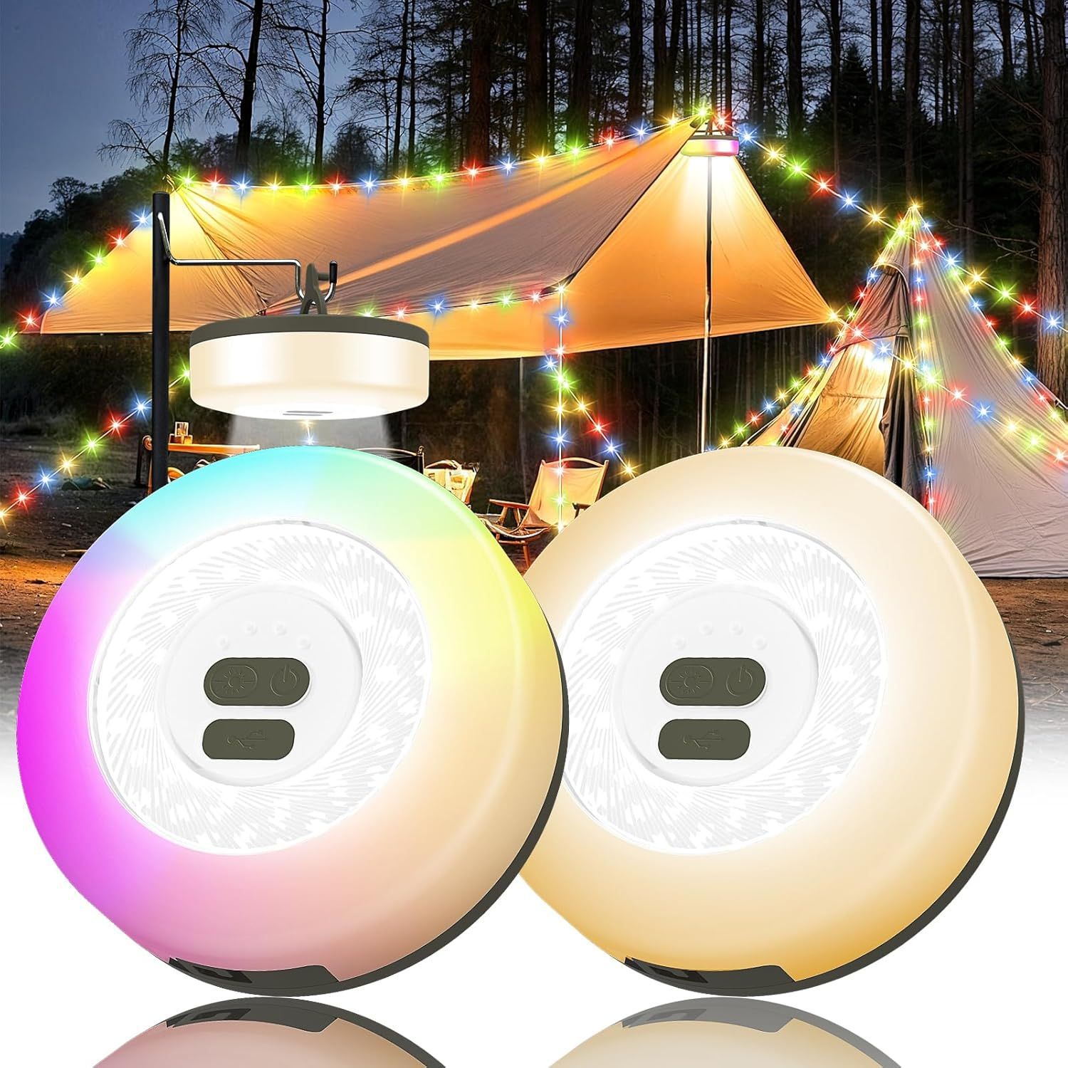 Luces de cadena de 10 metros, luces para acampar, luces de ambiente, luces para tiendas de campaña, luces colgantes, luces para campamento, luces de advertencia