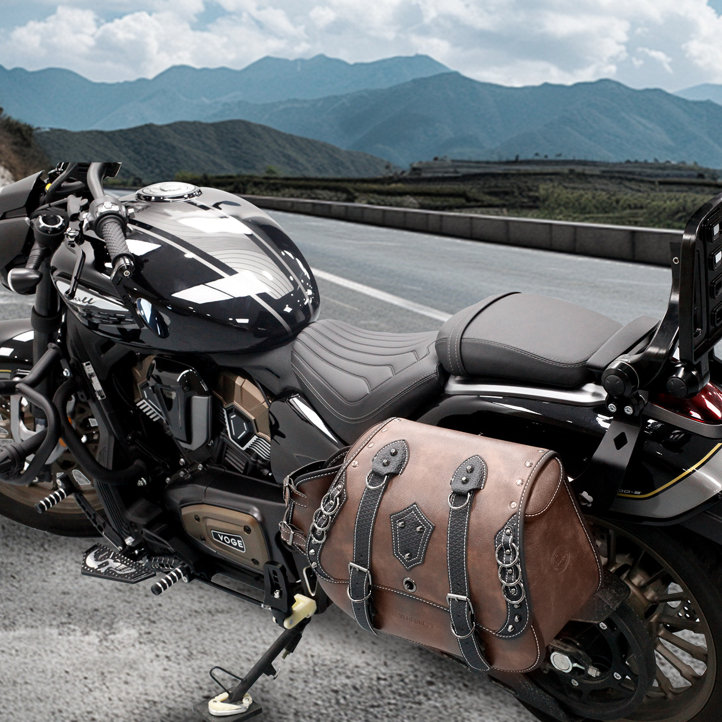 Suitable for Benda Chinchilla 350 Black Rider 500 Spring Breeze 450 Bracket Side Bag Motorcycle Retro Leather Waterproof Side