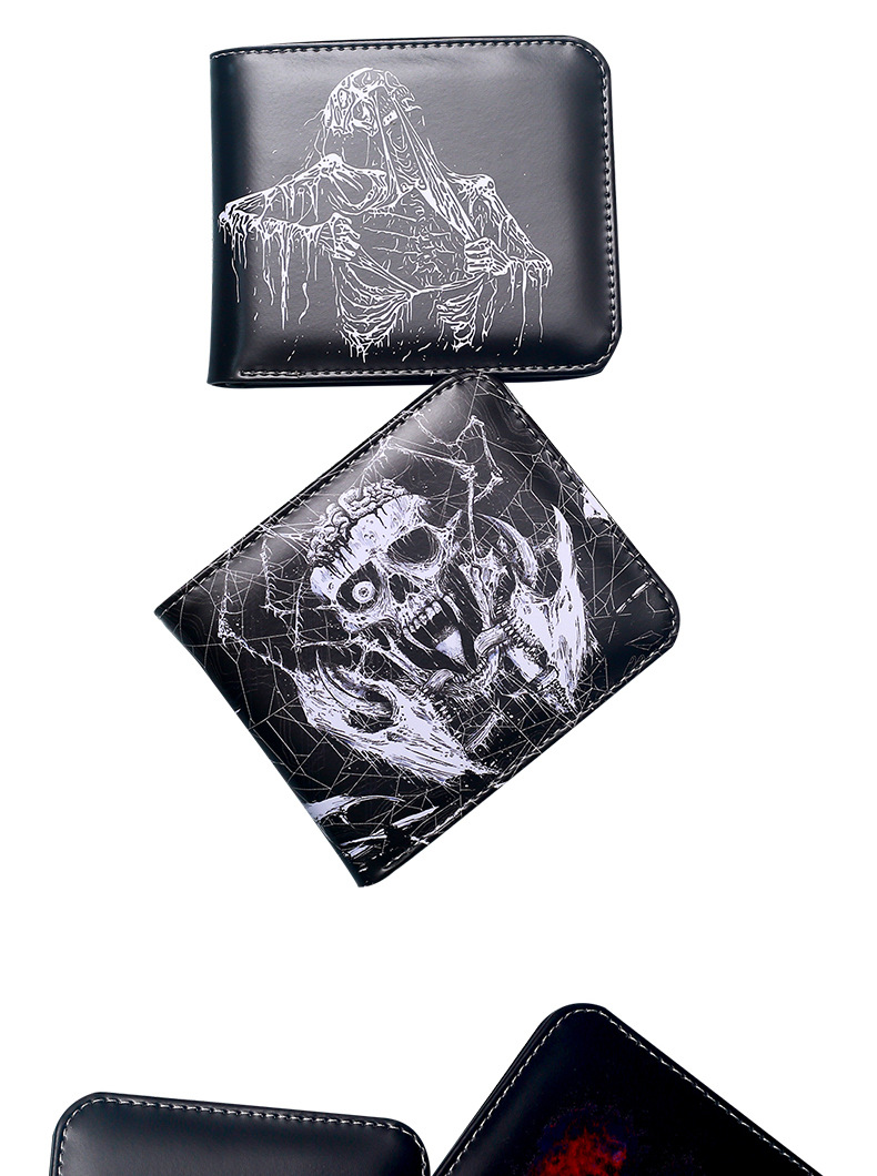 Men's Skull PVC Open Wallets display picture 6