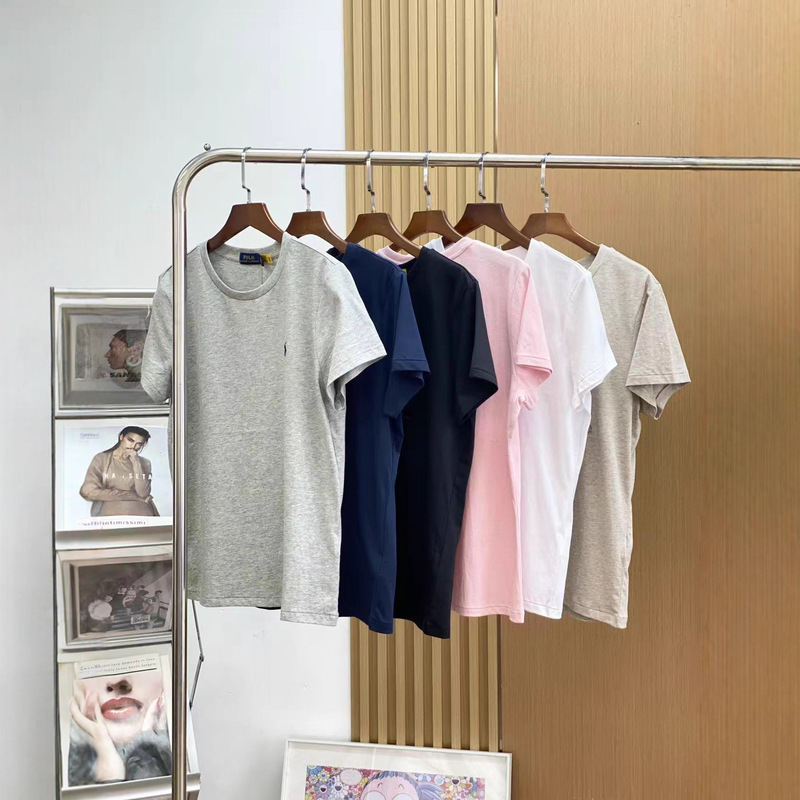 1:1 Replica Cross-Border Supply of Ralph Lauren Rl Short-Sleeve T-Shirts for Women and Couples, Solid Color with Pony Logo 1:1 Replica Cross-Border Supply of Ralph Lauren Rl Short-Sleeve T-Shirts for Women and Couples, Solid Color with Pony Logo