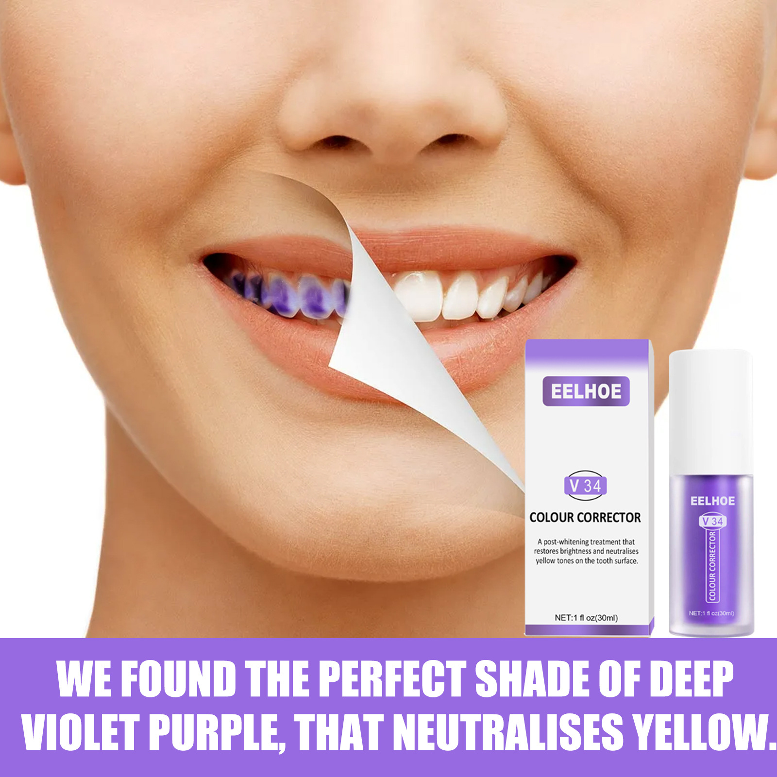 Eelhoe V34 Dentifrice Dents De Réparation De Réparation De Nettoyage Orales Violet Orange Dentifrice Éblouissant Blanc Enlever Les Taches Des Dents display picture 6