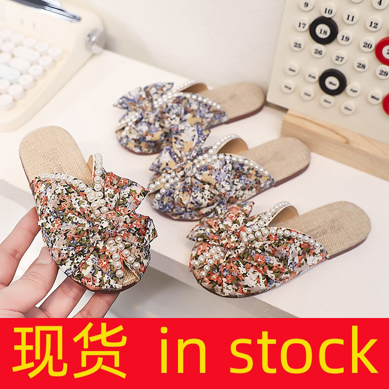 Girls' Bow Sandals, Bohemian Style Women's Summer New Baotou Half Slippers, Cross-Border Wholesale Shoes