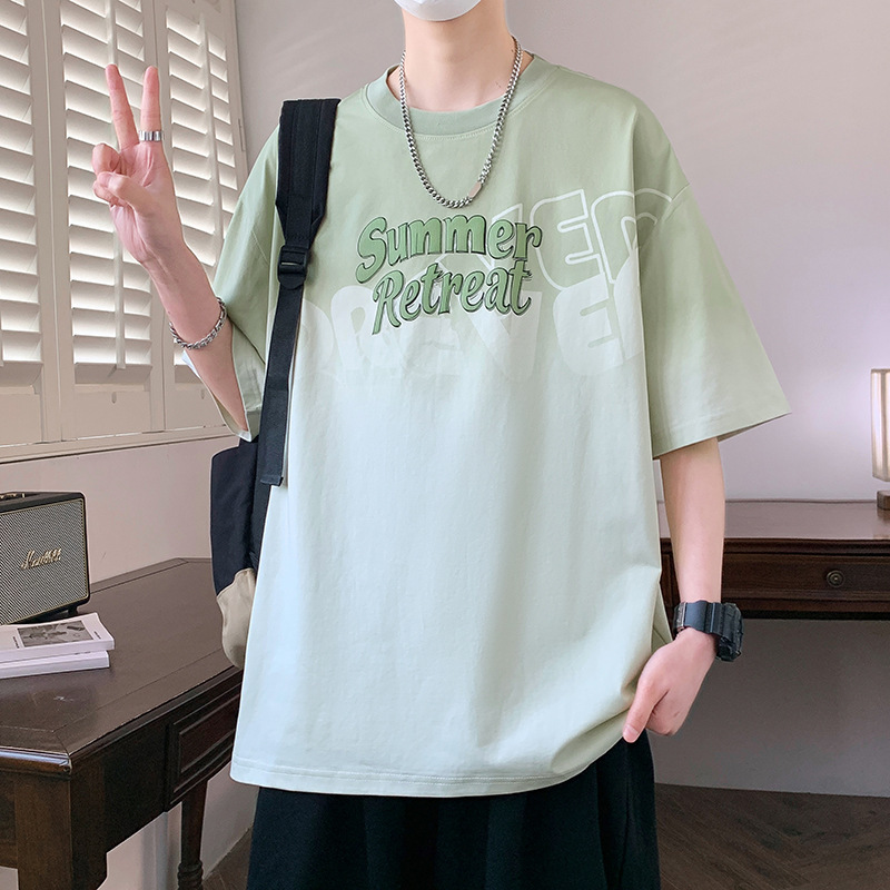 夏の青少年の半袖のtシャツの男性の2025新型の大きい子供の潮牌の夏の高校の中学校の学生のゆったりしている半袖|undefined