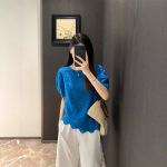 刺绣镂空钩花圆领小衫2025新款重工设计感洋气减龄上衣短袖衬衫女