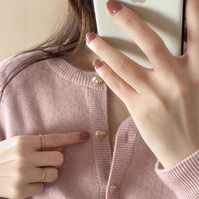 新款纯色圆领针织开衫女毛衣2025早秋韩版软糯小众外套长袖上衣潮|undefined
