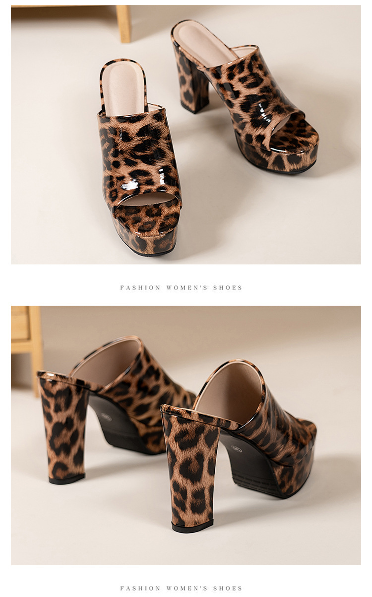 Women's Plus Size Leopard Print Sandals European American Style High Heels Chunky Heel Elegant Sexy Summer New Wish_vogvips.com