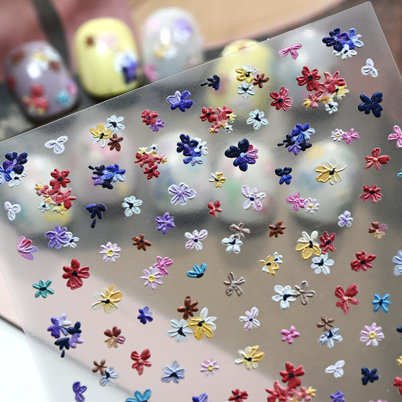 5D Embossed Spring Floral Oil Painting Nail Stickers Dopamine Colorful Cute Sweet Style Decorative Nail Stickers 5D Embossed Spring Floral Oil Painting Nail Stickers Dopamine Colorful Cute Sweet Style Decorative Nail Stickers