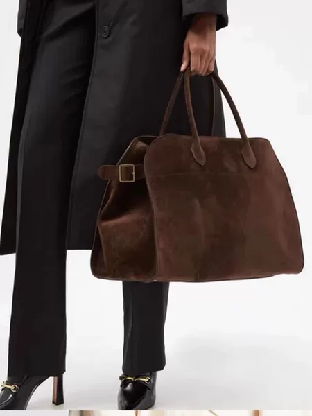 High-Quality Therow Tote Bag 15inch Margauxx Handbag Simple Commuter Versatile Briefcase Genuine Leather Bag