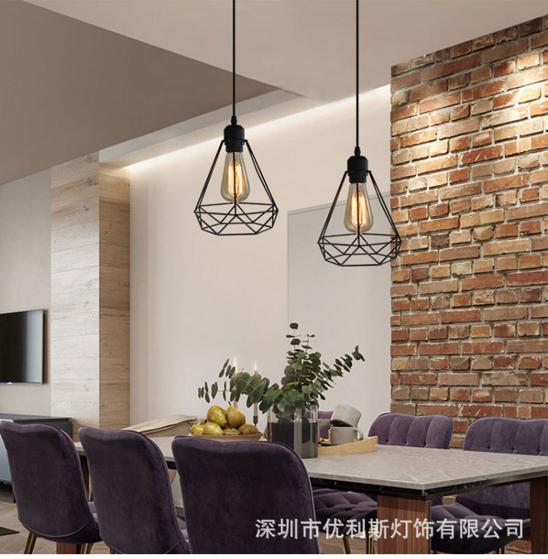 工业风吊灯复古创意小钻石餐厅灯咖啡店服装店酒吧休闲吧台装饰灯-阿里巴巴