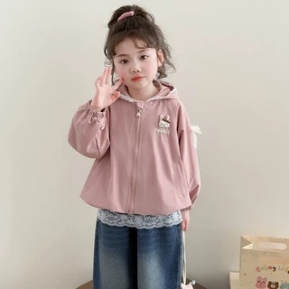 儿童连帽外套春秋装女童卡通冲锋衣洋气2026新款中小童女宝宝风衣
