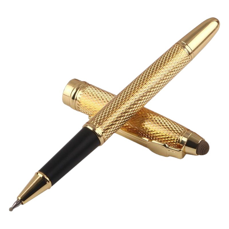 Factory wholesale metal signature pen nano conductive cloth touch screen stylus fiber capacitive ball pen neutral pen