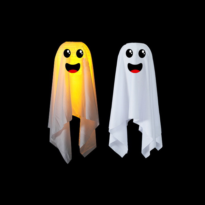 Transfronterizos LED Halloween fantasma linterna colgar decoración de linterna luminosa portátil para niños decoración de escena