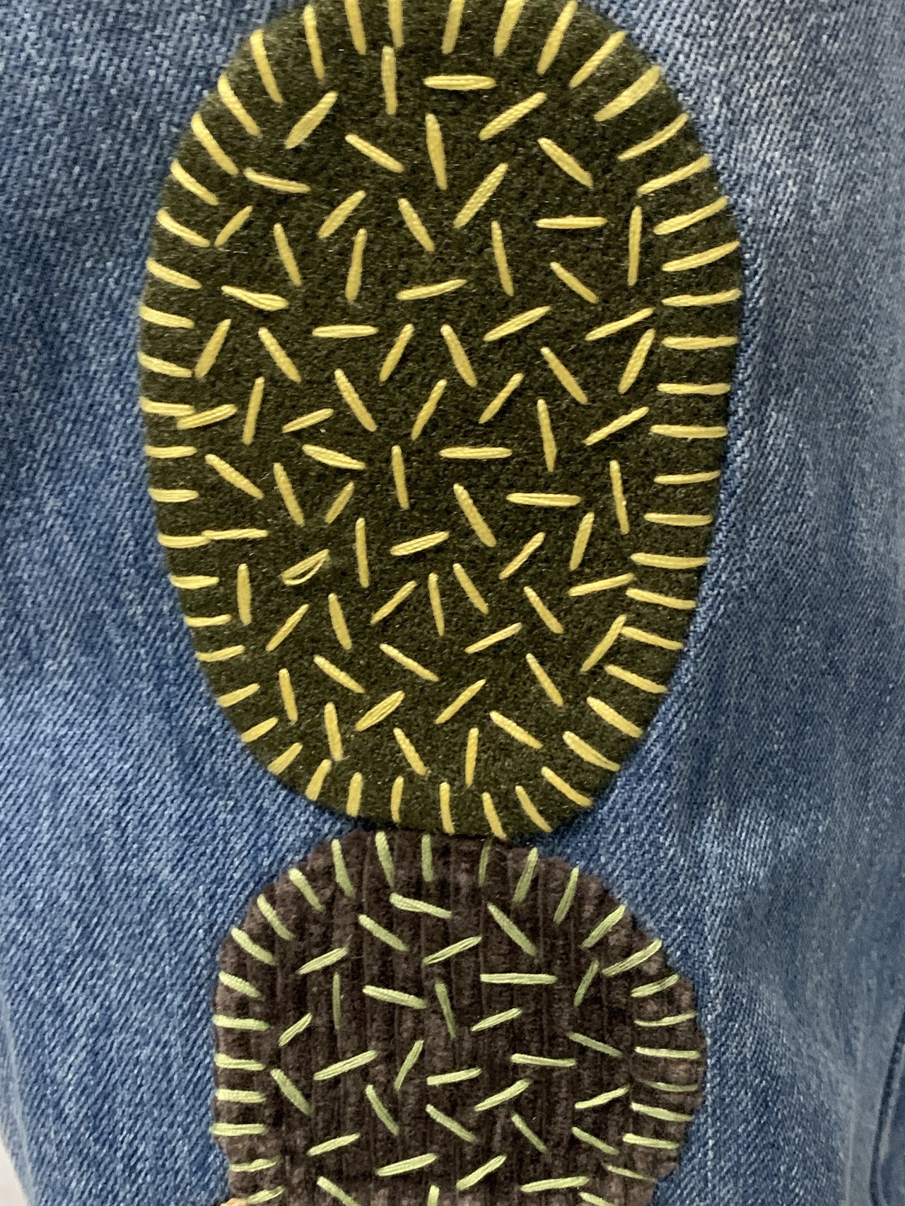 KAPITAL VINTAGE Kazuhiro Hirata ins style cactus embroidery handmade patch loose large size jeans_voghion.com