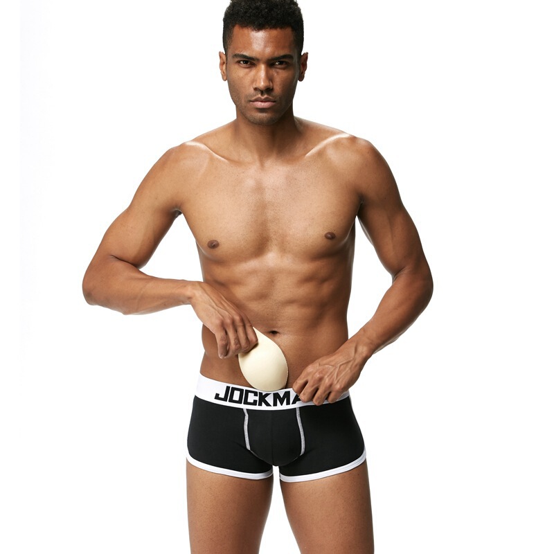 Men's Cotton Boxer Briefs with Front and Back Cups, Front Bulge and Rear Lift for a Fake Butt Effect