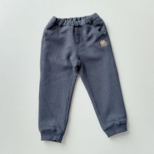 TW小熊童装尾货110男小童秋冬双层格纹束脚长裤刺绣帅气松紧腰