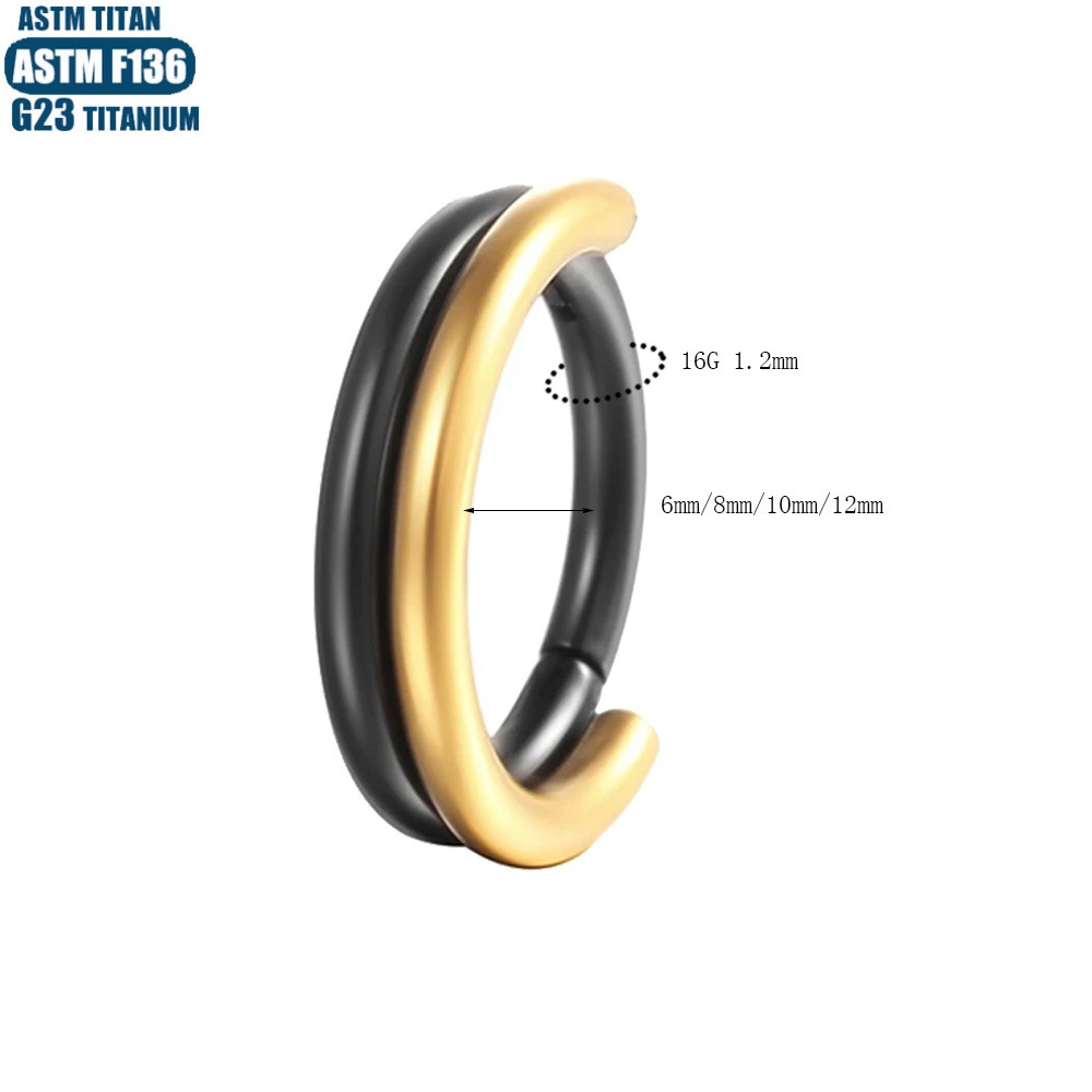 G23 Titanium Hinge Nose Ring Nasal Septum Double Color PVD Seamless Ring Diaphragm Earrings Pierced Jewelry Nose Stud detail image 9