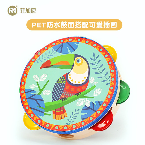 Instrumentos musicales para la educación temprana de niños: sonajero, maracas, tabla de sonidos, pandereta, juguetes musicales de madera personalizados para bebés de 0 a 12 meses.