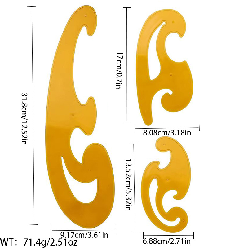 Regla de curva directa de fábrica Botón regla de arco regla de ropa regla de corte traje de regla de jaula de manga regla de tamaño colección