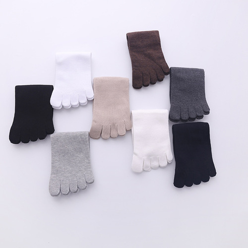 Toe socks, men's pure cotton socks, versatile, anti-odor, sweat-absorbent, breathable mid-calf socks, non-slip, non-falling, split-toe socks