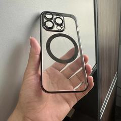 アップル15の高級メッキ磁気吸引14promax紫色の携帯電話ケースの新型全包13遠峰青保護を適用する