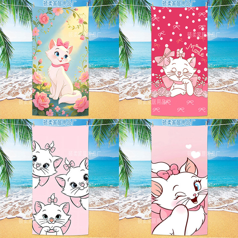 New Cross-Border Wholesale Cute Mary Cat Beach Towel Cartoon Anime Printed Bath Towel Microfiber Quick-Drying Towel New Cross-Border Wholesale Cute Mary Cat Beach Towel Cartoon Anime Printed Bath Towel Microfiber Quick-Drying Towel