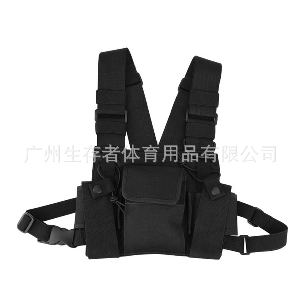 Transfronterizos Amazon reflector radio buscador chaleco chaleco táctico de seguridad chaleco negro Rig Chest