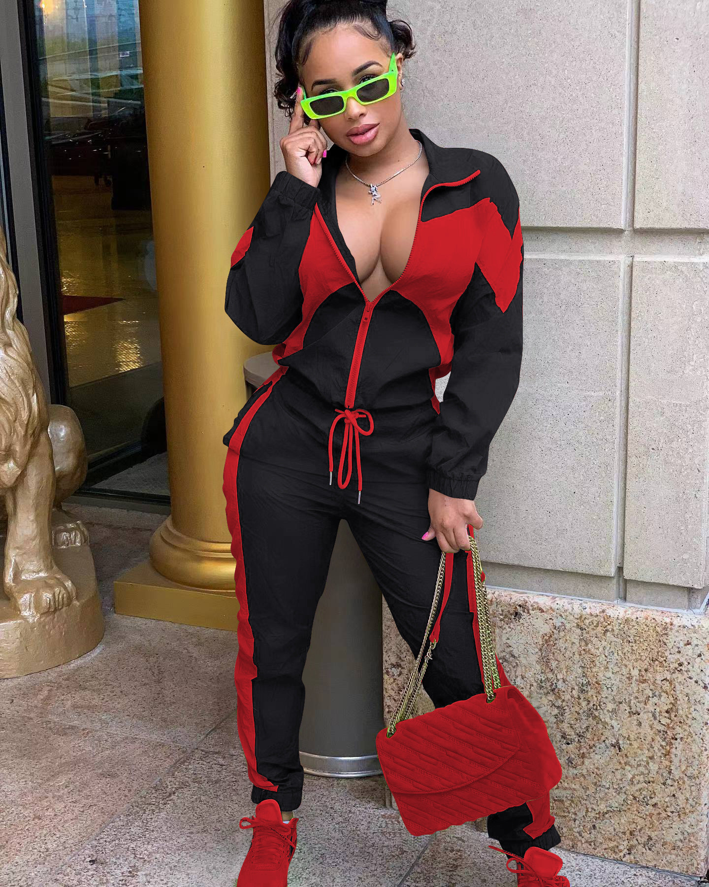 364g Weight Long Sleeve Sleeve Length Polyester Fabric Type Pant Co-ord Set Sets Type 2 Pieces Set Quantity Daily Occasion Turndown Neckline Regular Fit Fit Type Color Block Pattern Spring, Autumn Season Women's Gender Casual, Streetwear Style Daily Women's Casual Streetwear Color Block Polyester Pant Co-ord Set Pants Sets 14